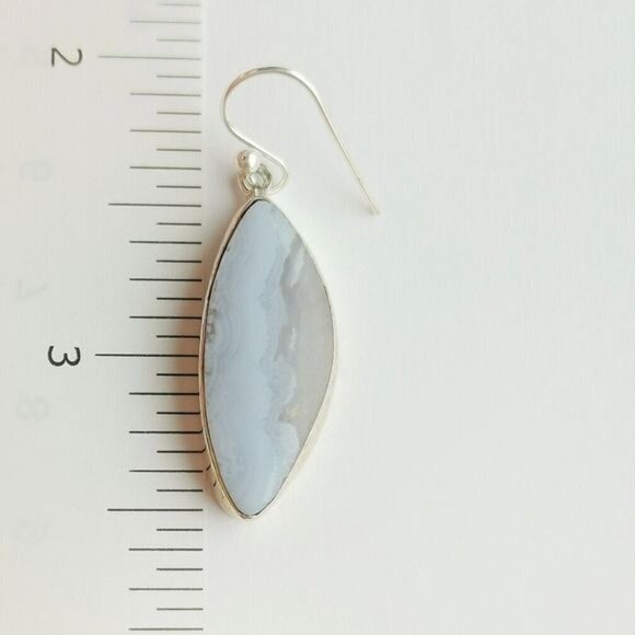 Blue Lace Agate freeform dangle earrings in Sterling Silver - Picture 5 of 9
